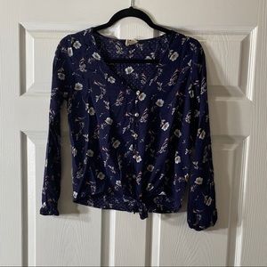 Sky and Sparrow Floral Print Sheer Top Size Small